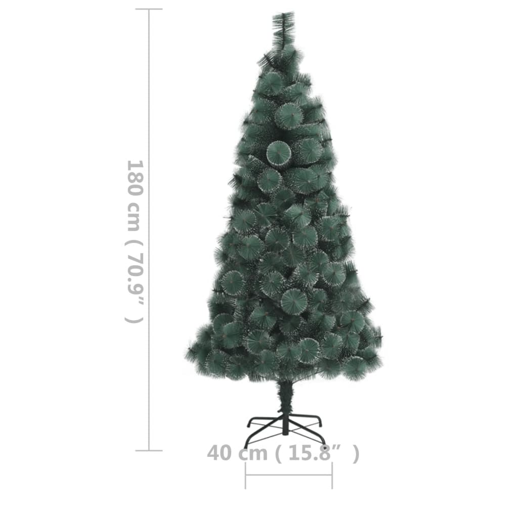 vidaXL Forhåndsbelyst kunstig juletre med stativ grønn 180 cm PET