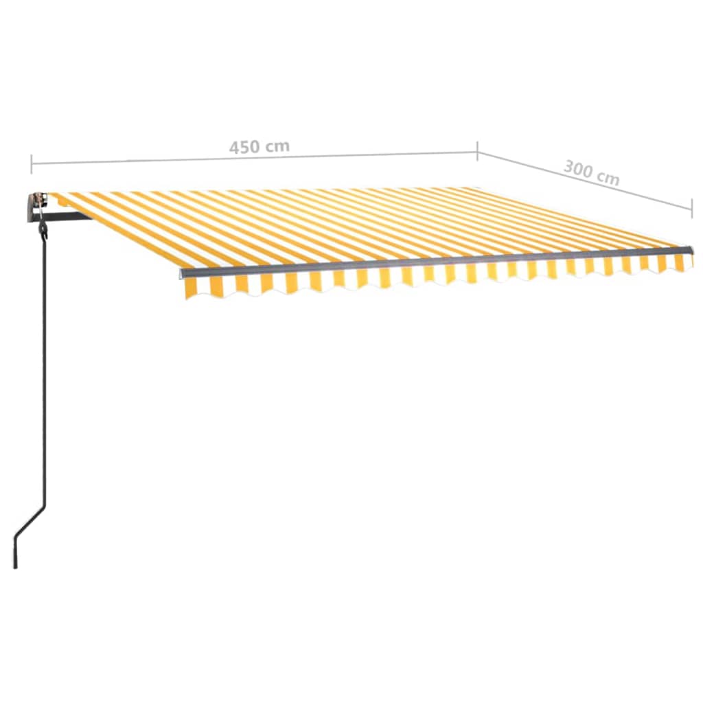 vidaXL Automatisk markise med vindsensor og LED 4,5x3 m gul og hvit