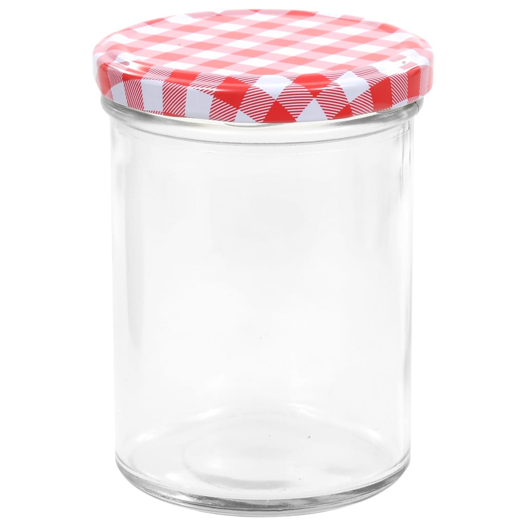 vidaXL Syltetøyglass med hvite og røde lokk 48 stk 400 ml