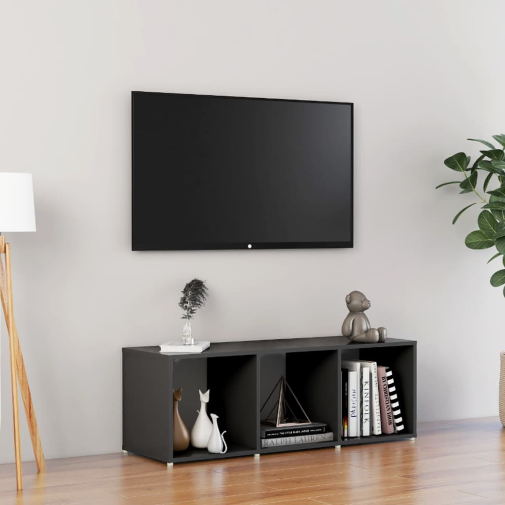 vidaXL TV-benk grå 107x35x37 cm sponplate