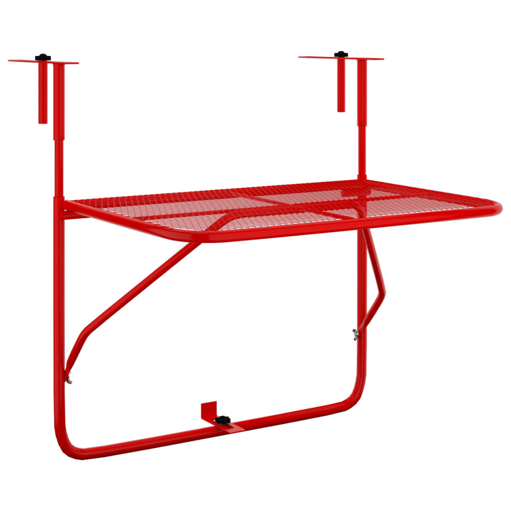 vidaXL Balkongbord rød 60x40 cm stål