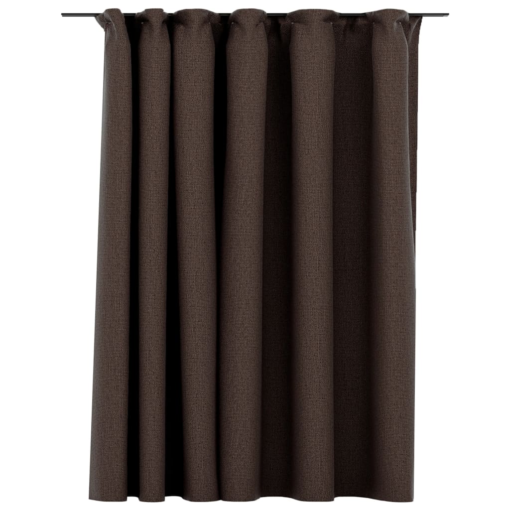vidaXL Lystett gardin med kroker og lin-design gråbrun 290x245 cm