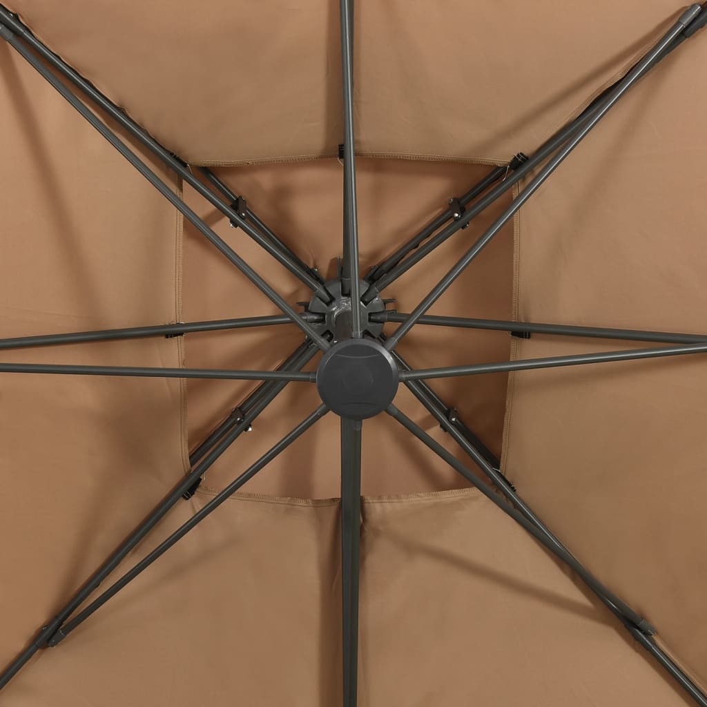 vidaXL Hengeparasoll med dobbel topp 300x300 cm gråbrun