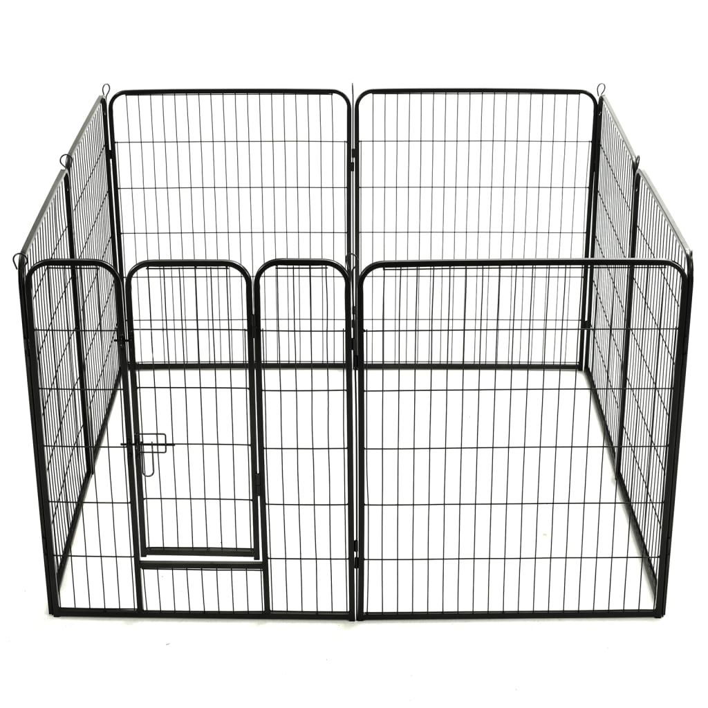 vidaXL Hundegrind 8 paneler stål 80x100 cm svart