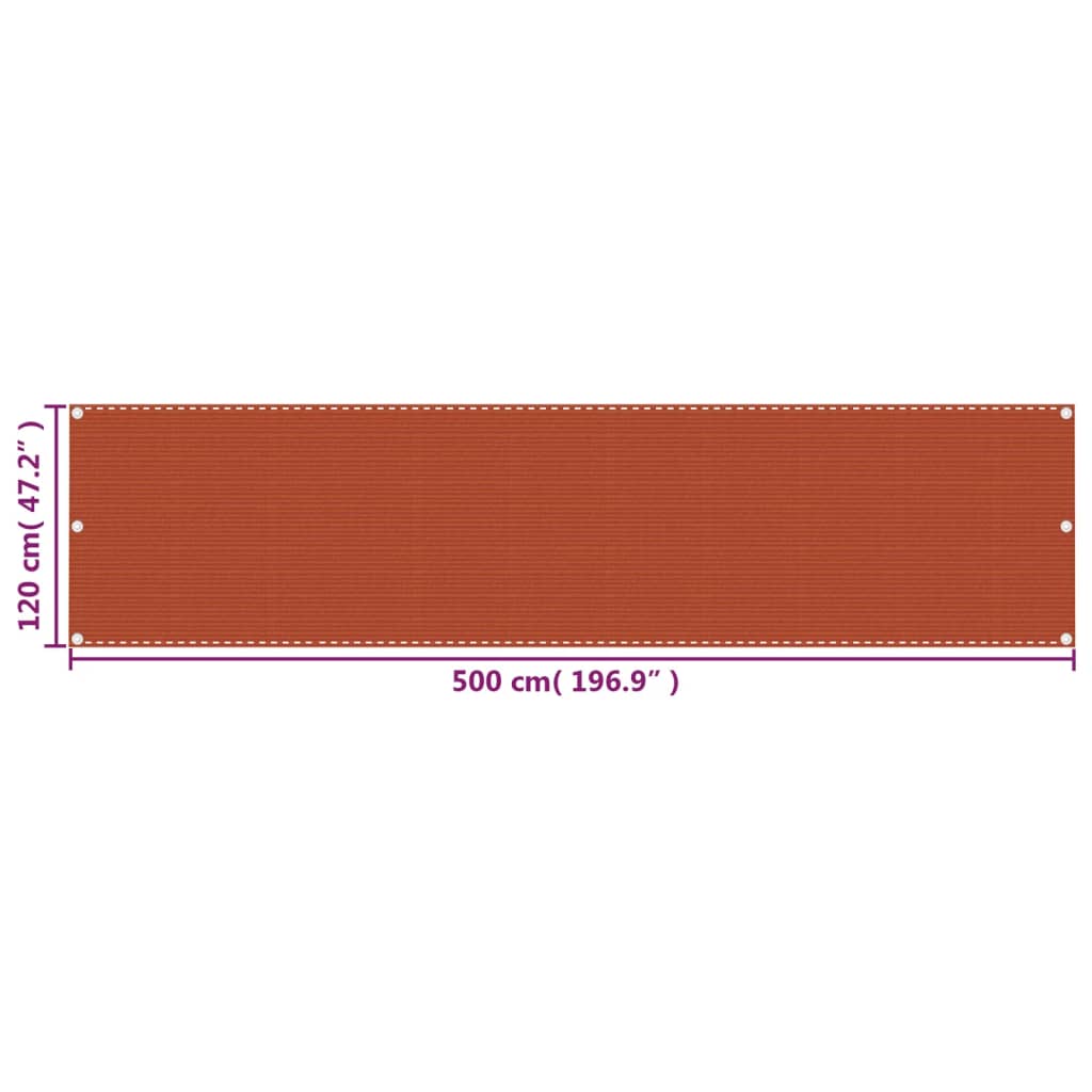 vidaXL Balkongskjerm oransje 120x500 cm HDPE