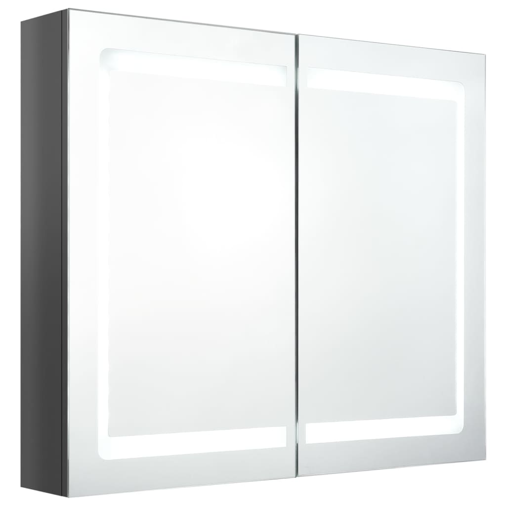 vidaXL LED-speilskap til bad blank grå 80x12x68 cm