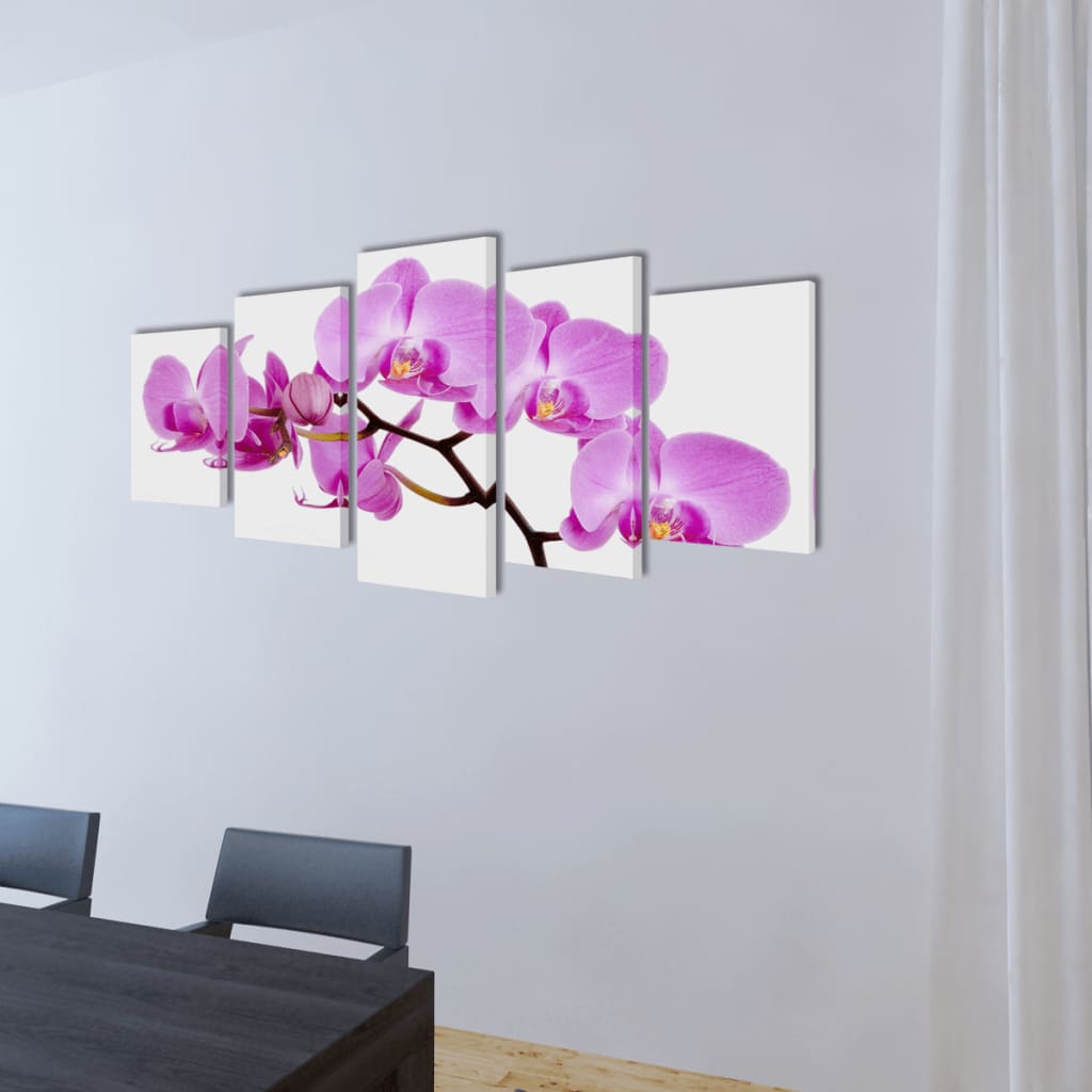 Kanvas Flerdelt Veggdekorasjon Orkidé 100 x 50 cm