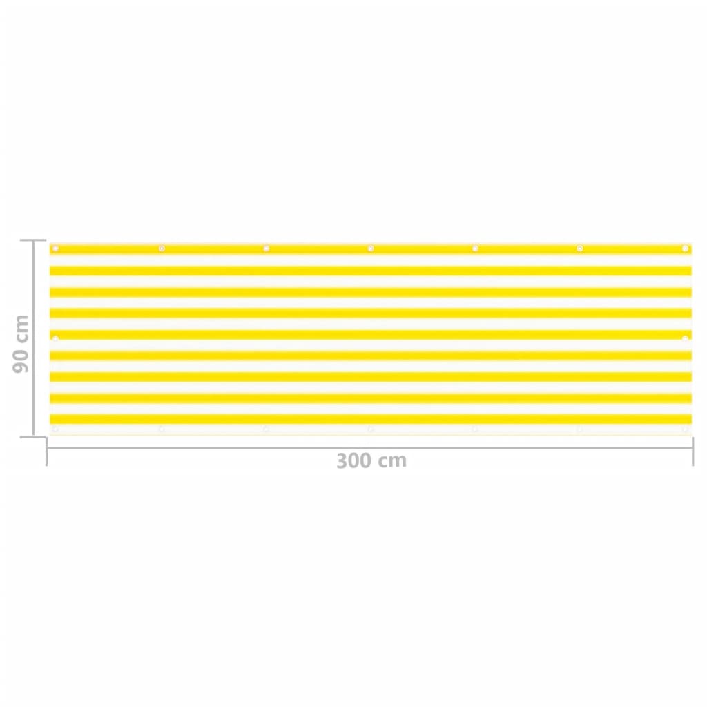 vidaXL Balkongskjerm gul og hvit 90x300 cm HDPE