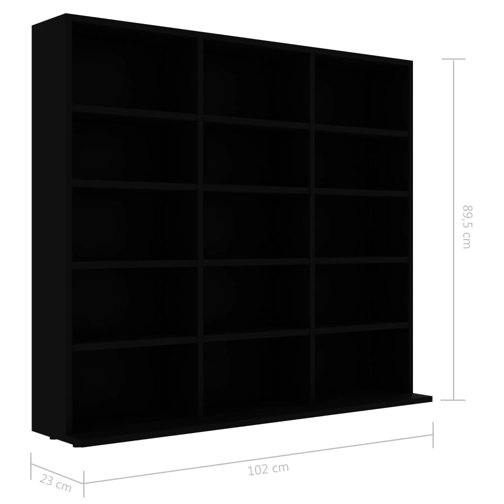 vidaXL CD-skap svart 102x23x89,5 cm sponplate