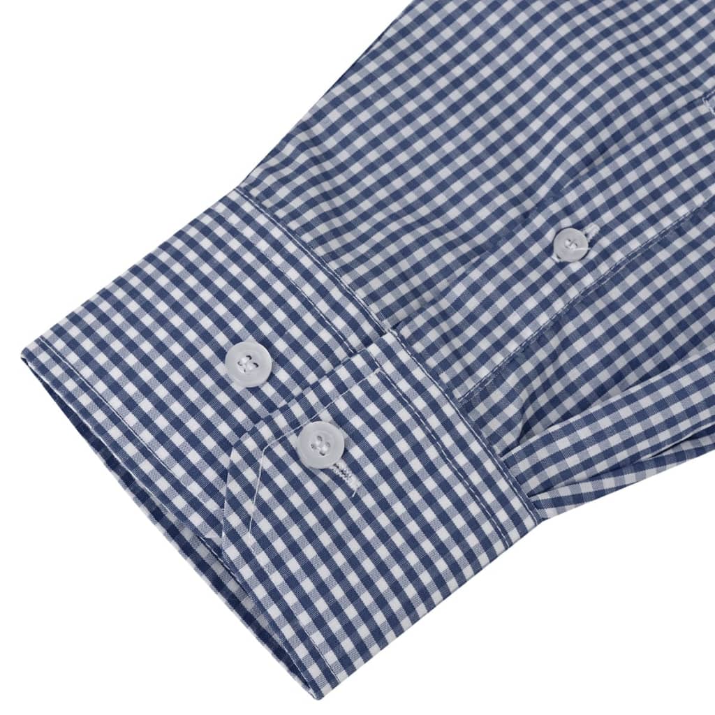 vidaXL Business-skjorte til herre hvit og marineblå rutete str XXL