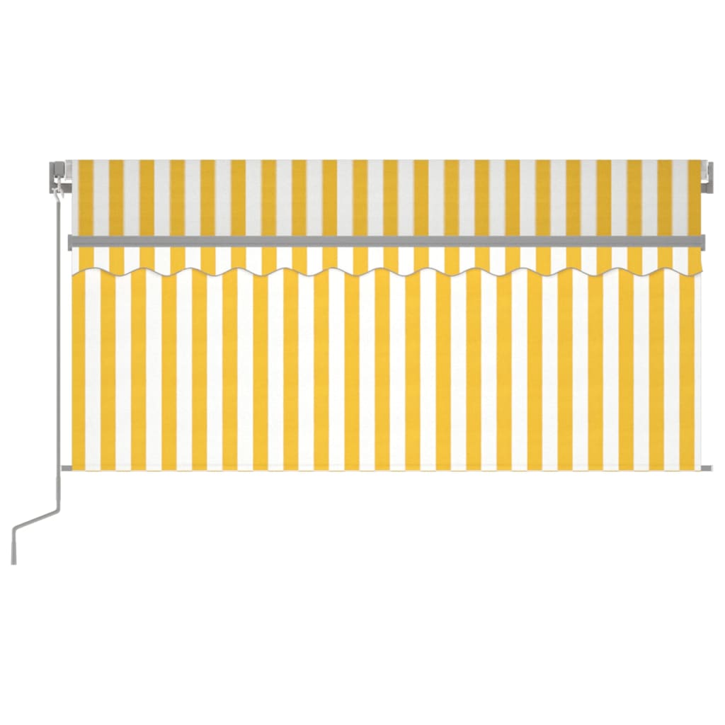vidaXL Manuell uttrekkbar markise med rullegardin 3,5x2,5 m gul hvit