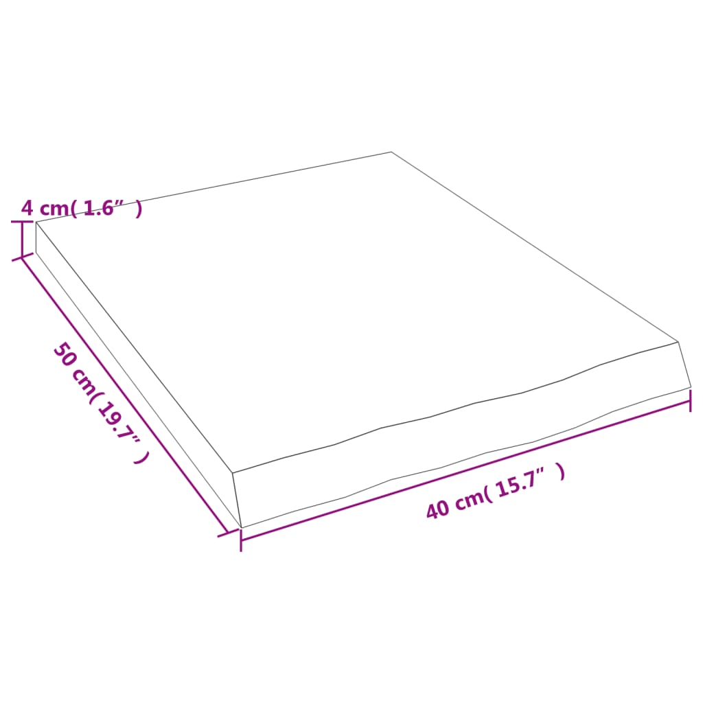 vidaXL Benkeplate til bad lysebrun 40x50x(2-4) cm behandlet heltre