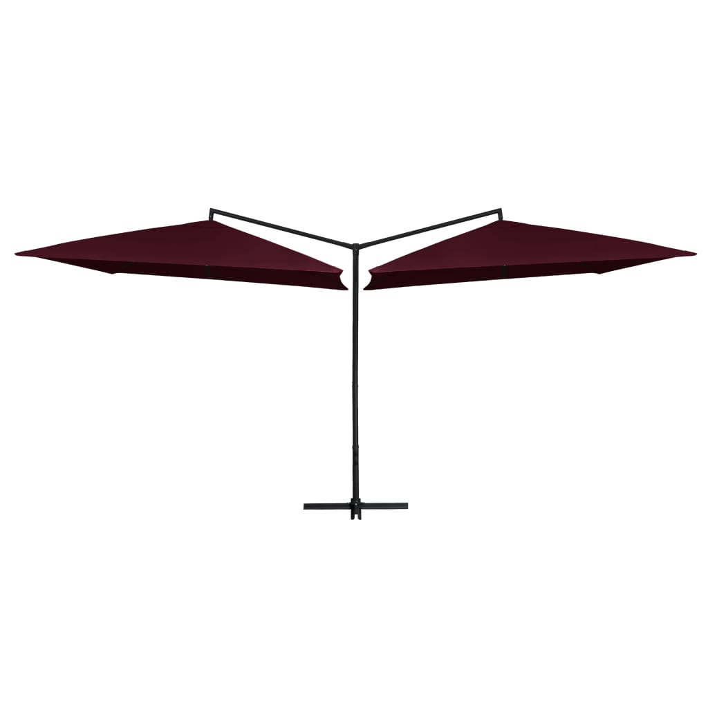 vidaXL Dobbel parasoll med stålstang 250x250 cm vinrød