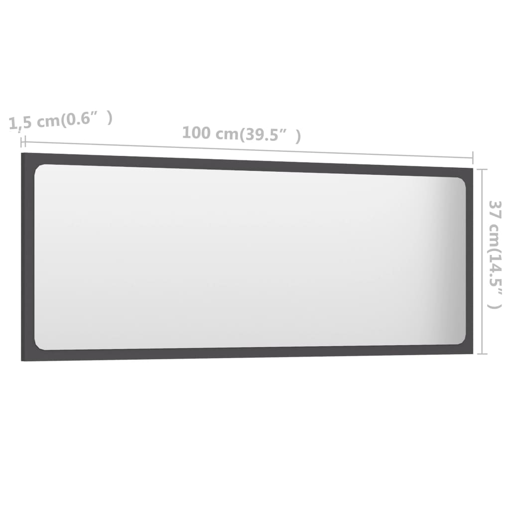 vidaXL Baderomsspeil grå 100x1,5x37 cm sponplate