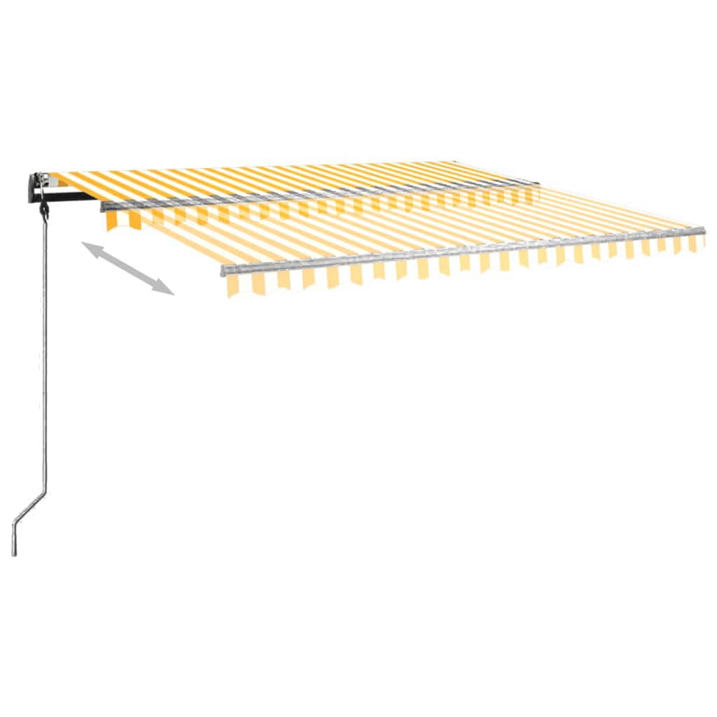 vidaXL Automatisk uttrekkbar markise med stolper 4x3,5 m gul og hvit