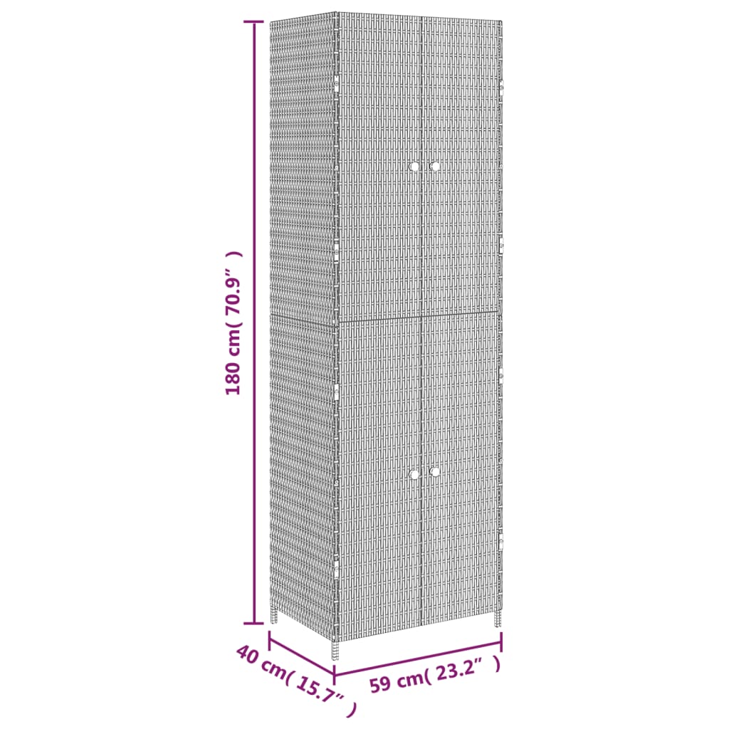 vidaXL Utendørs oppbevaringsskap grå 59x40x180 cm polyrotting