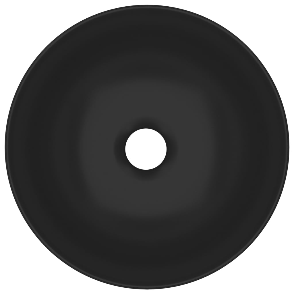 vidaXL Baderomsservant keramisk matt svart rund