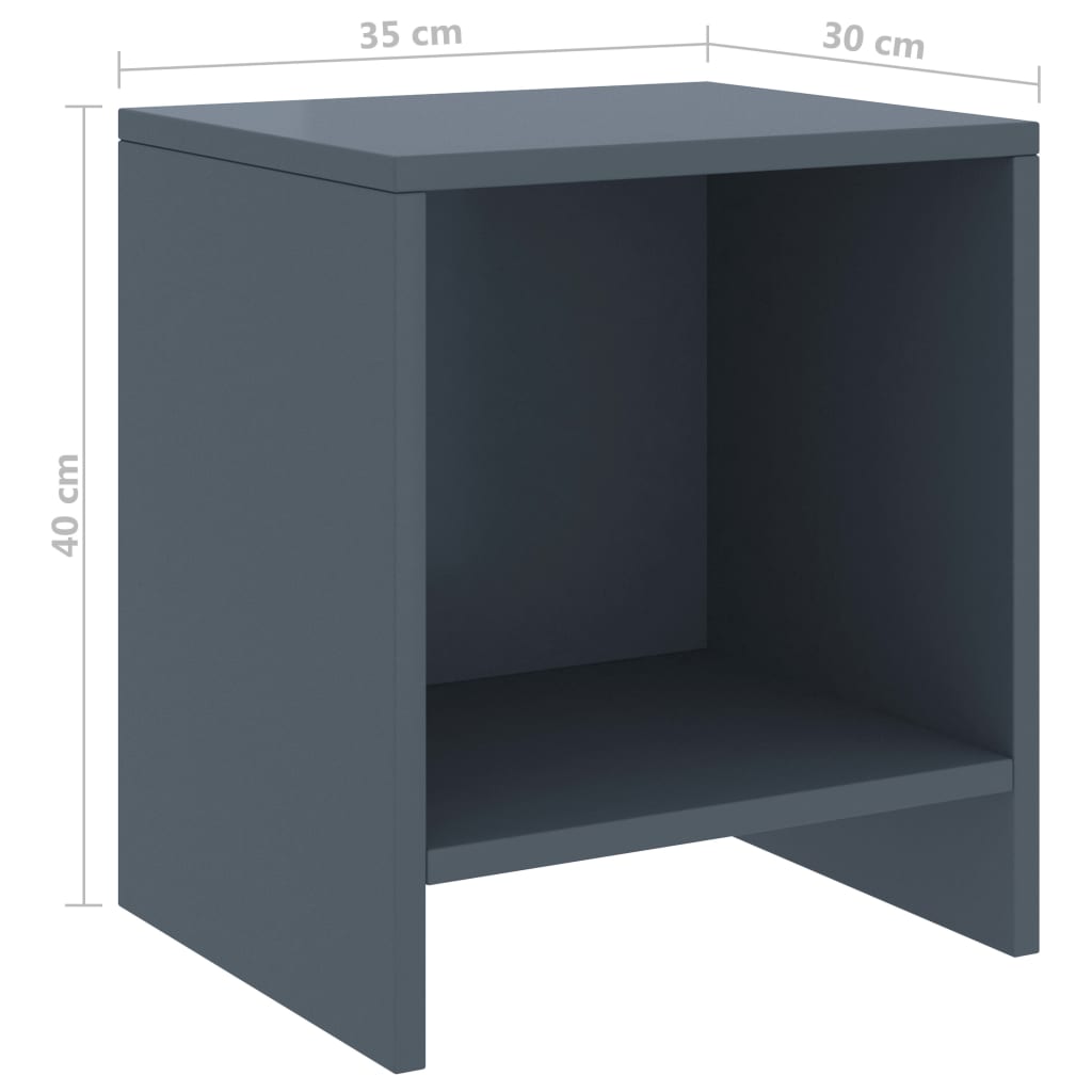 vidaXL Nattbord lysegrå 35x30x40 cm heltre furu