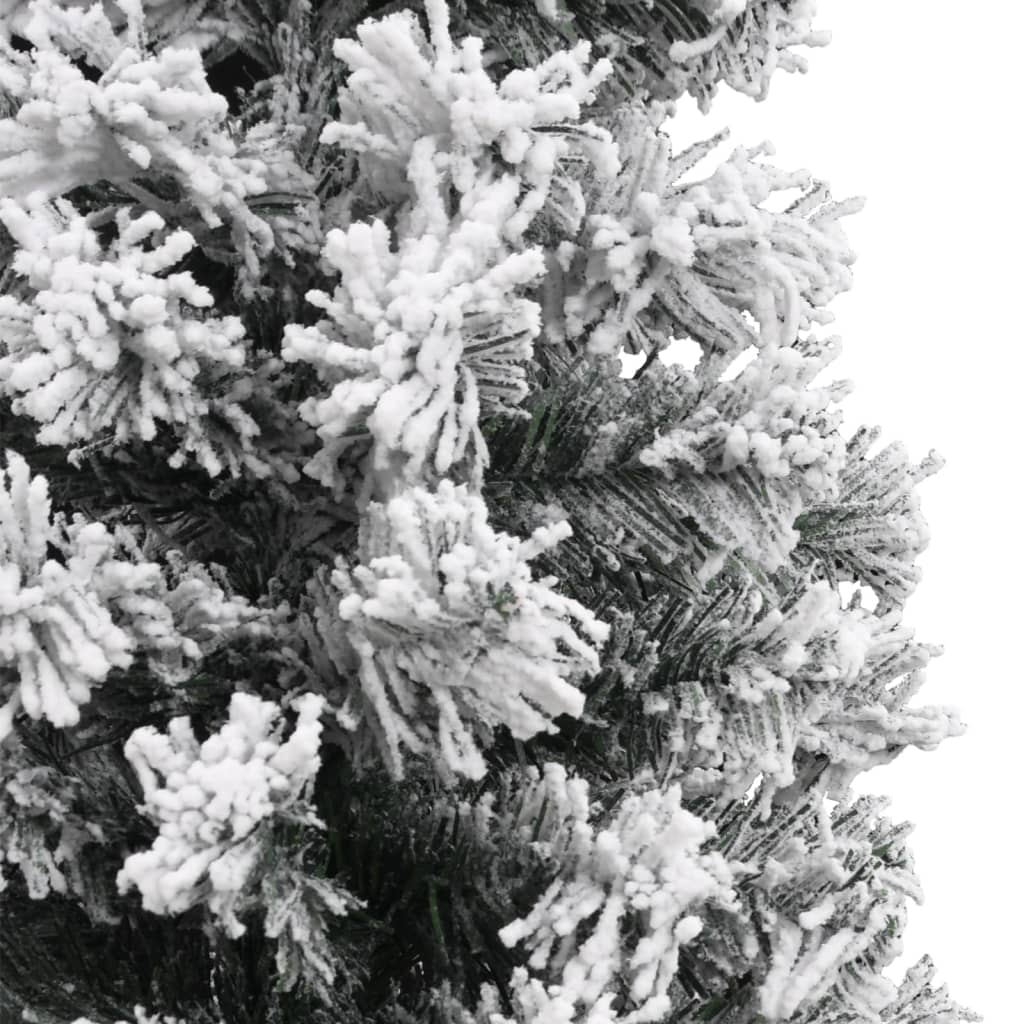 vidaXL Slankt kunstig juletre med flokket snø grønn 120 cm PVC