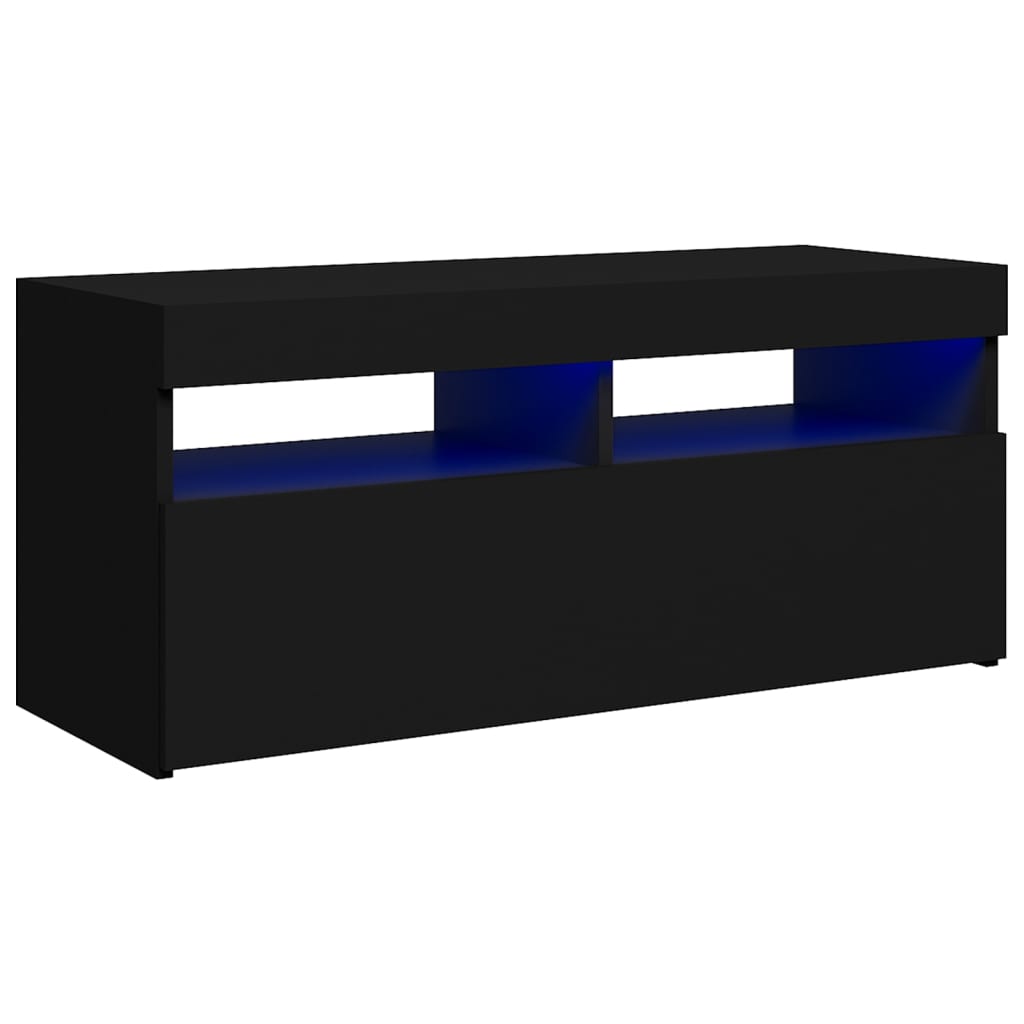 vidaXL TV-benk med LED-lys svart 90x35x40 cm