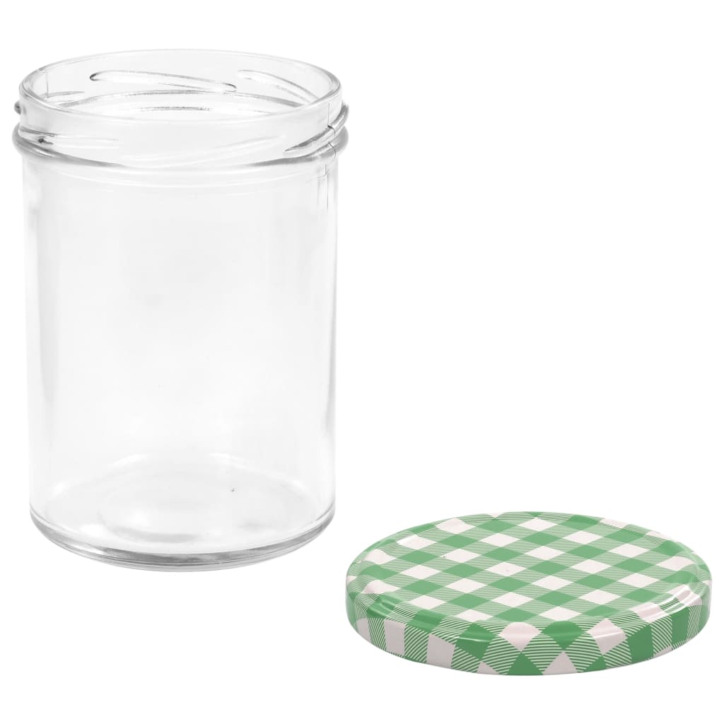 vidaXL Syltetøyglass med hvite og grønne lokk 96 stk 400 ml