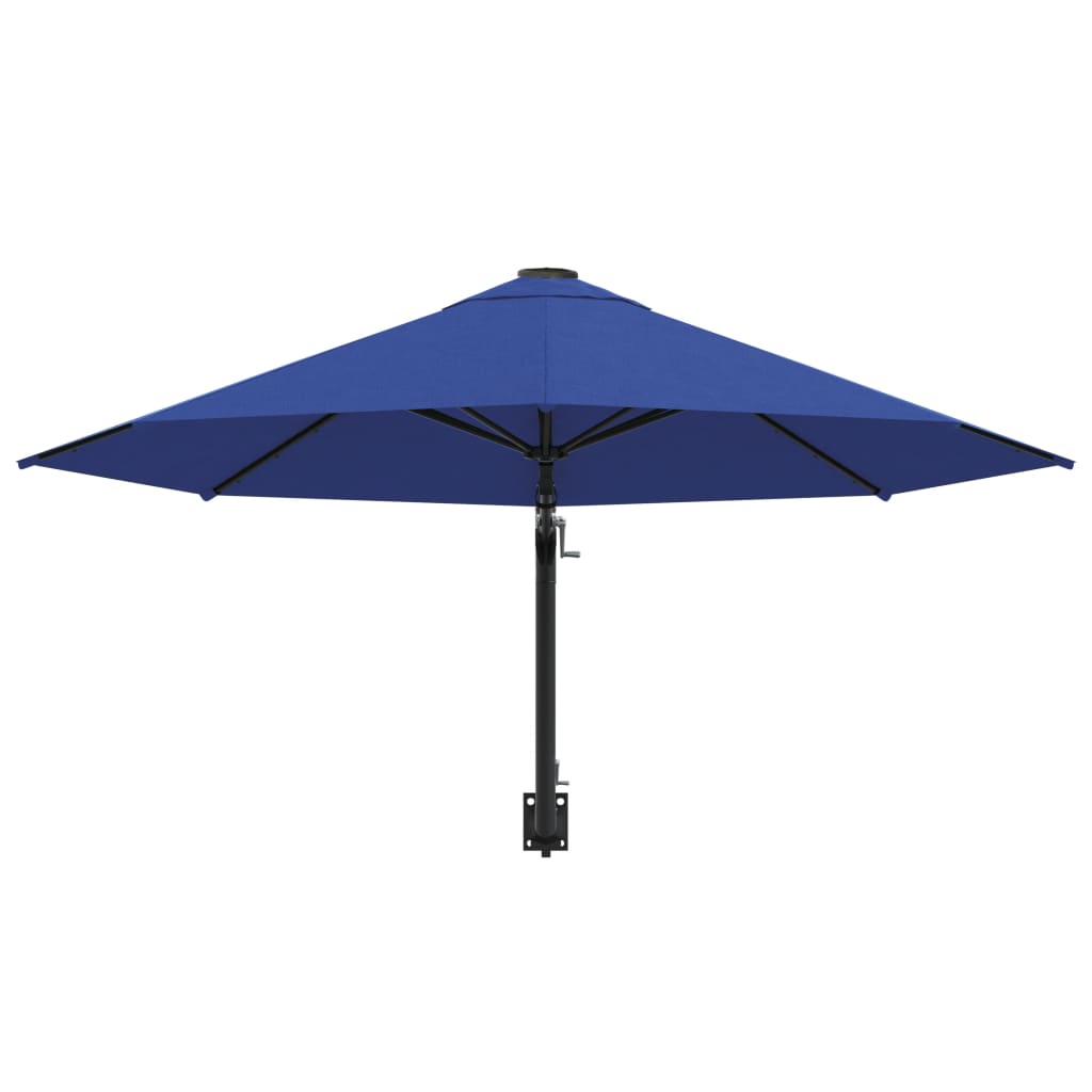 vidaXL Veggmontert parasoll med metallstang 300 cm blå