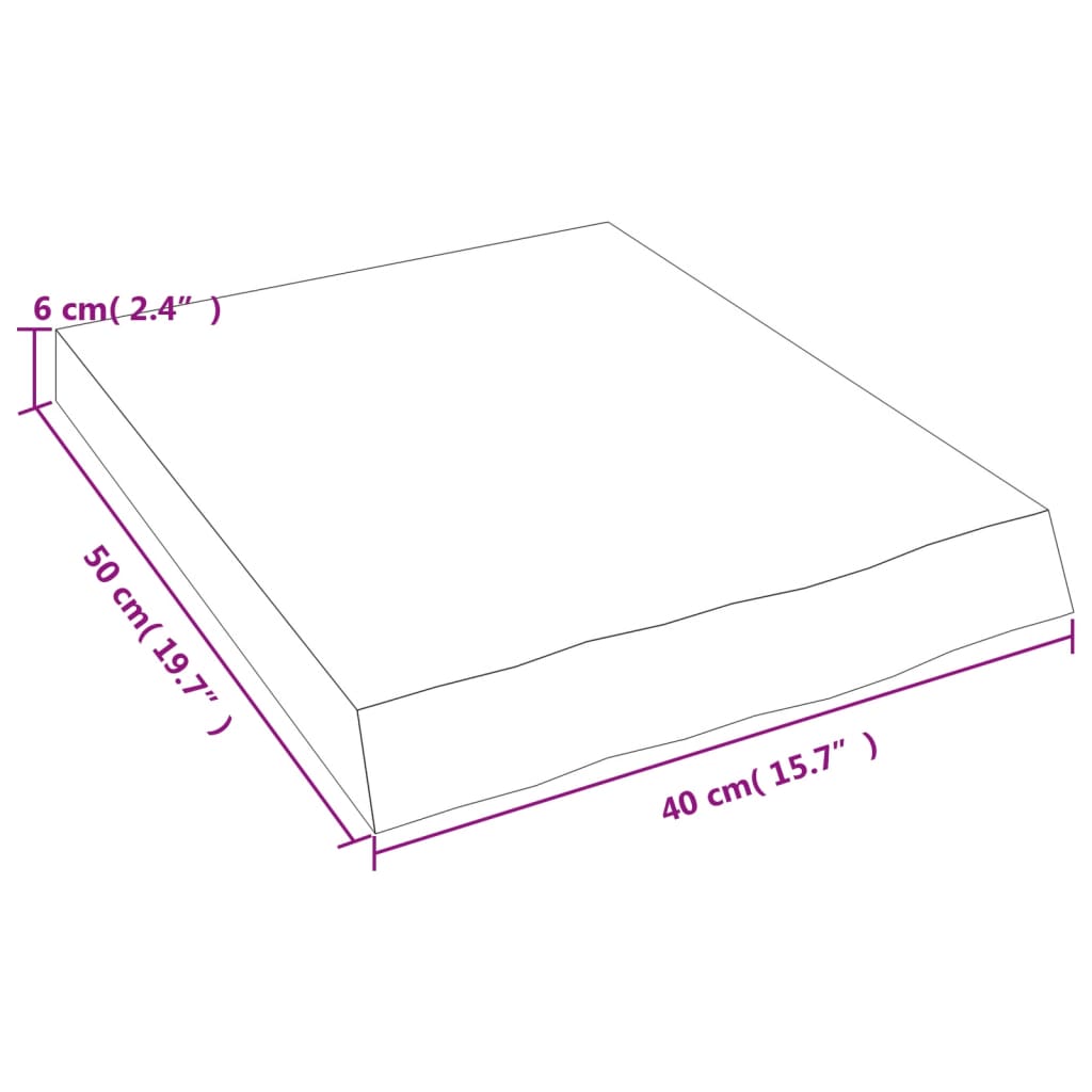 vidaXL Benkeplate til bad mørkebrun 40x50x(2-6) cm behandlet heltre