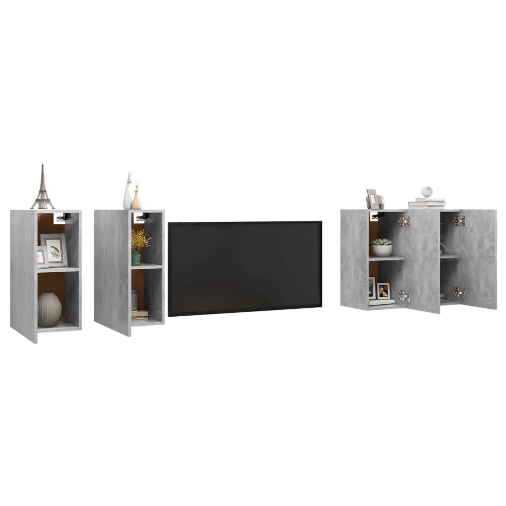 vidaXL TV-benker 4 stk betonggrå 30,5x30x60 cm sponplate