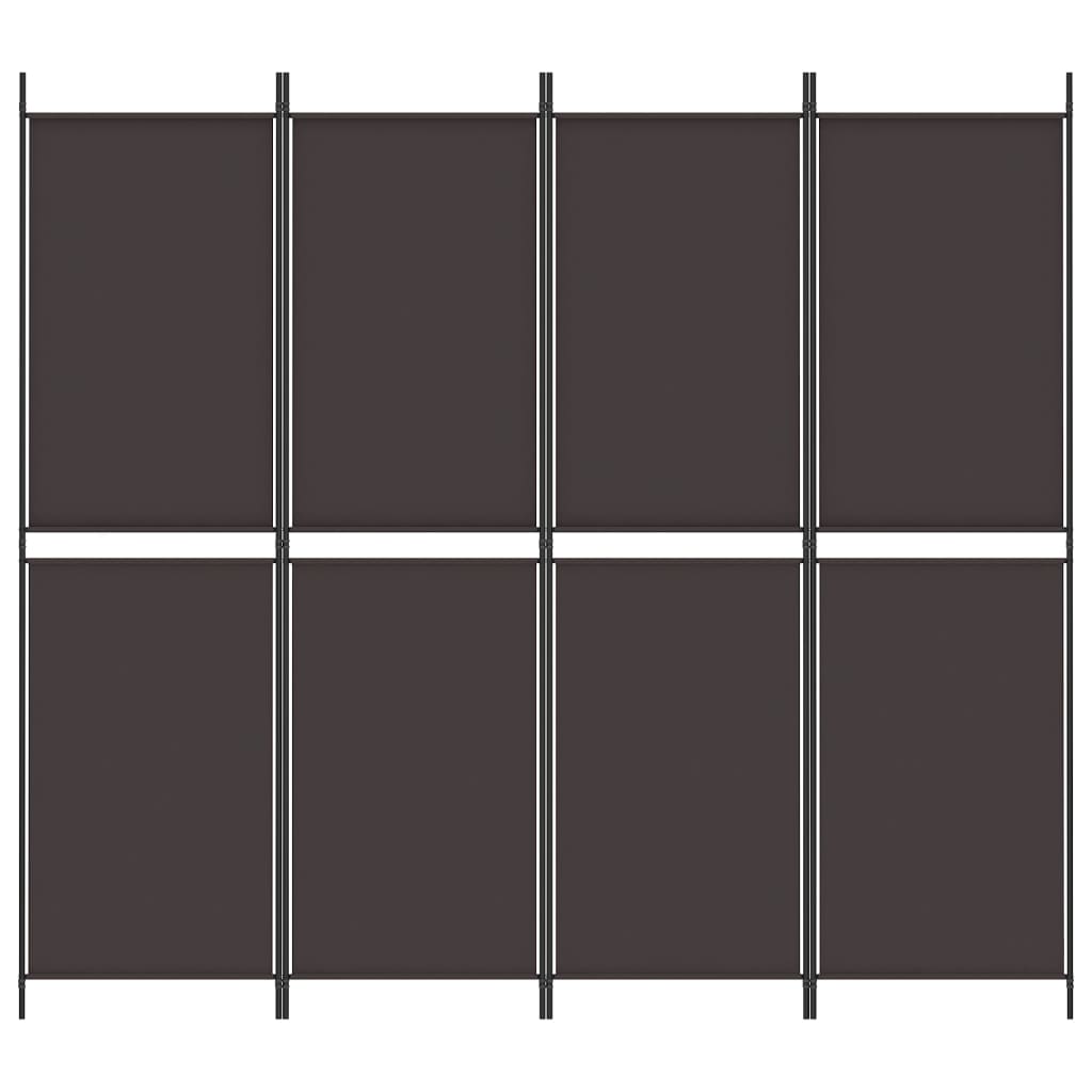 vidaXL Romdeler 4 paneler brun 200x180 cm stoff