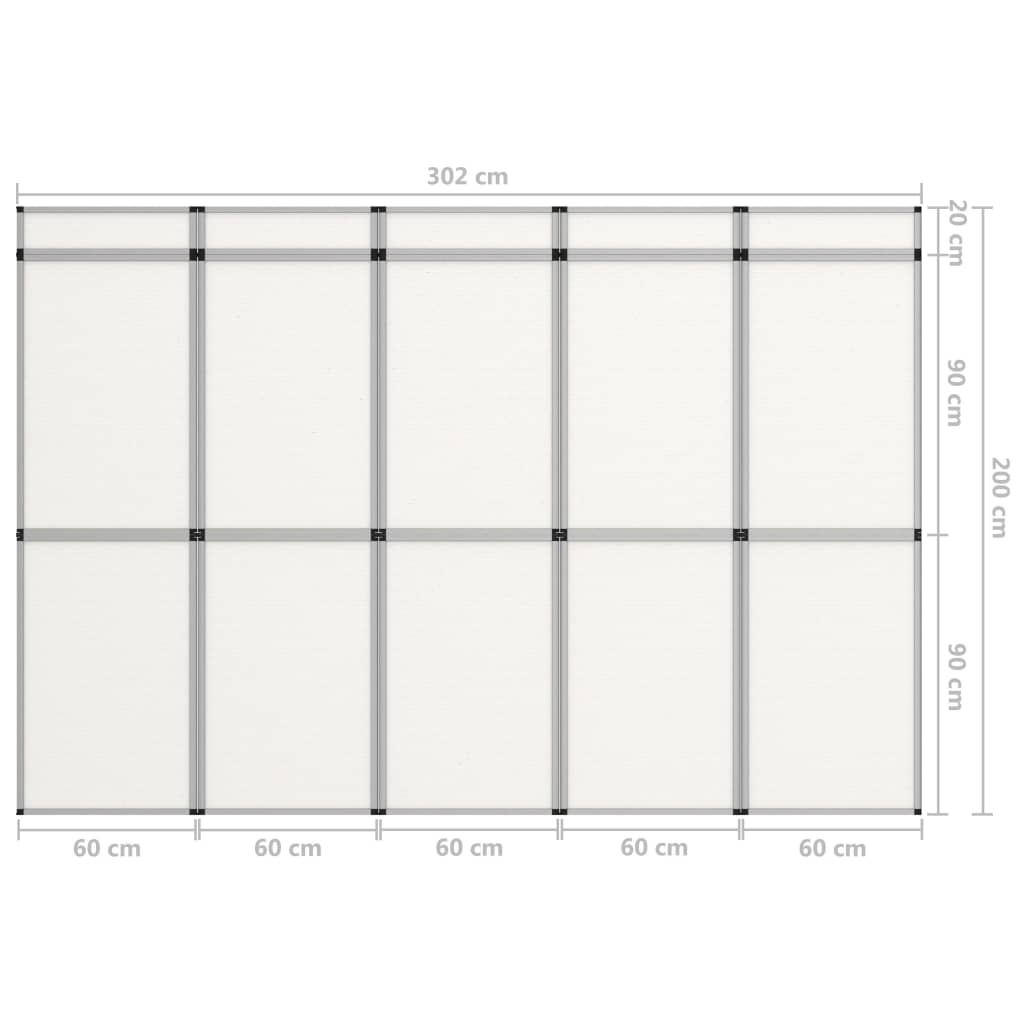 vidaXL Utstillingsvegg 15 paneler sammenleggbar 302x200 cm hvit