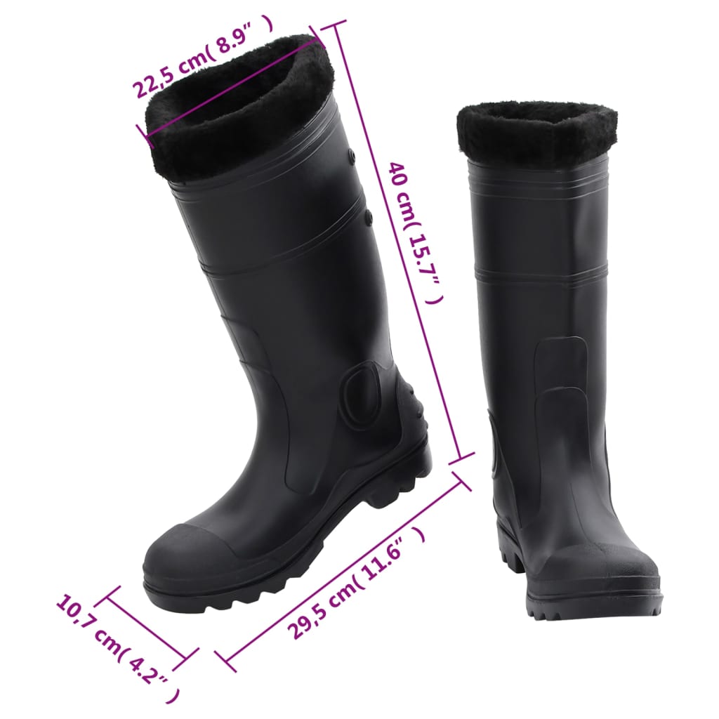 vidaXL Regnstøvler med avtakbare sokker svart str 43 PVC