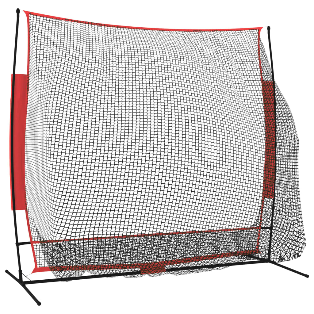 vidaXL Bærbart baseballnett svart og rød 215x107x216 cm polyester