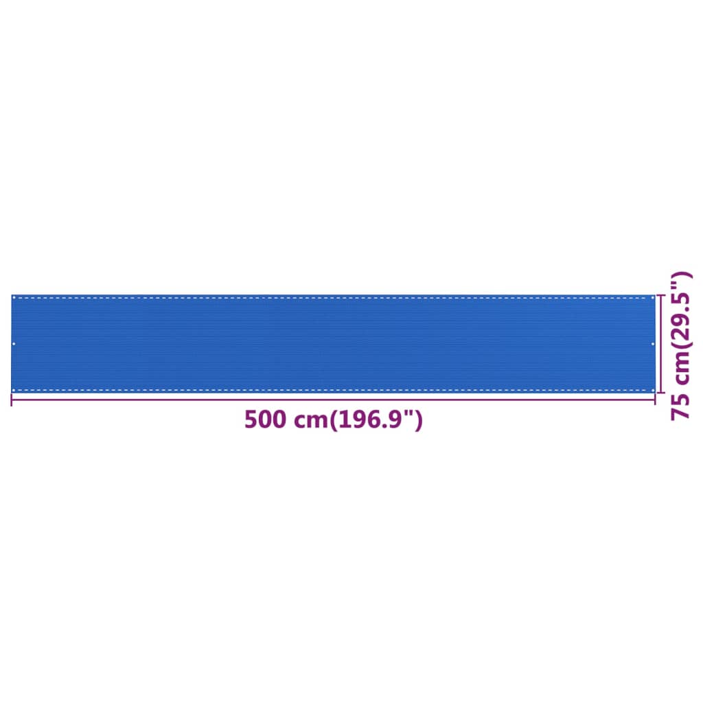 vidaXL Balkongskjerm blå 75x500 cm HDPE