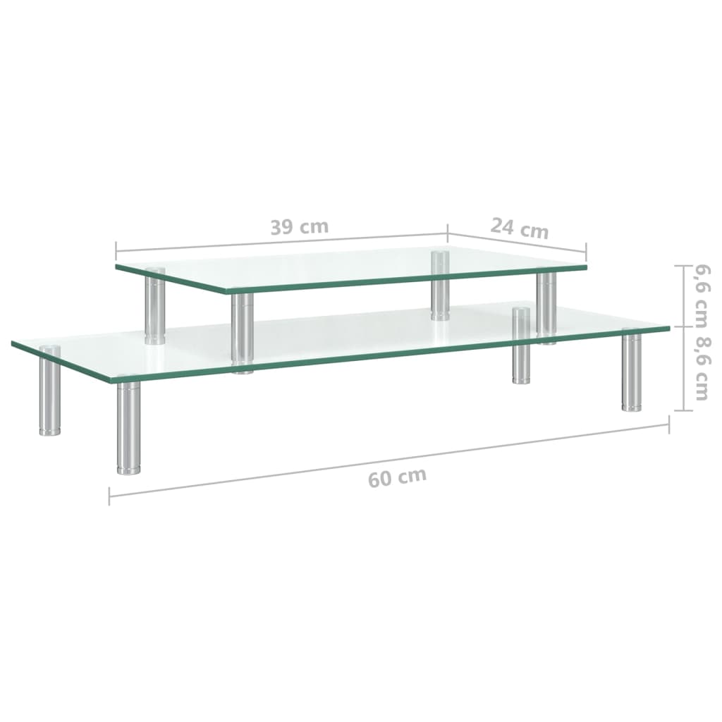 vidaXL Skjermstativ 2 etasjer gjennomsiktig glass