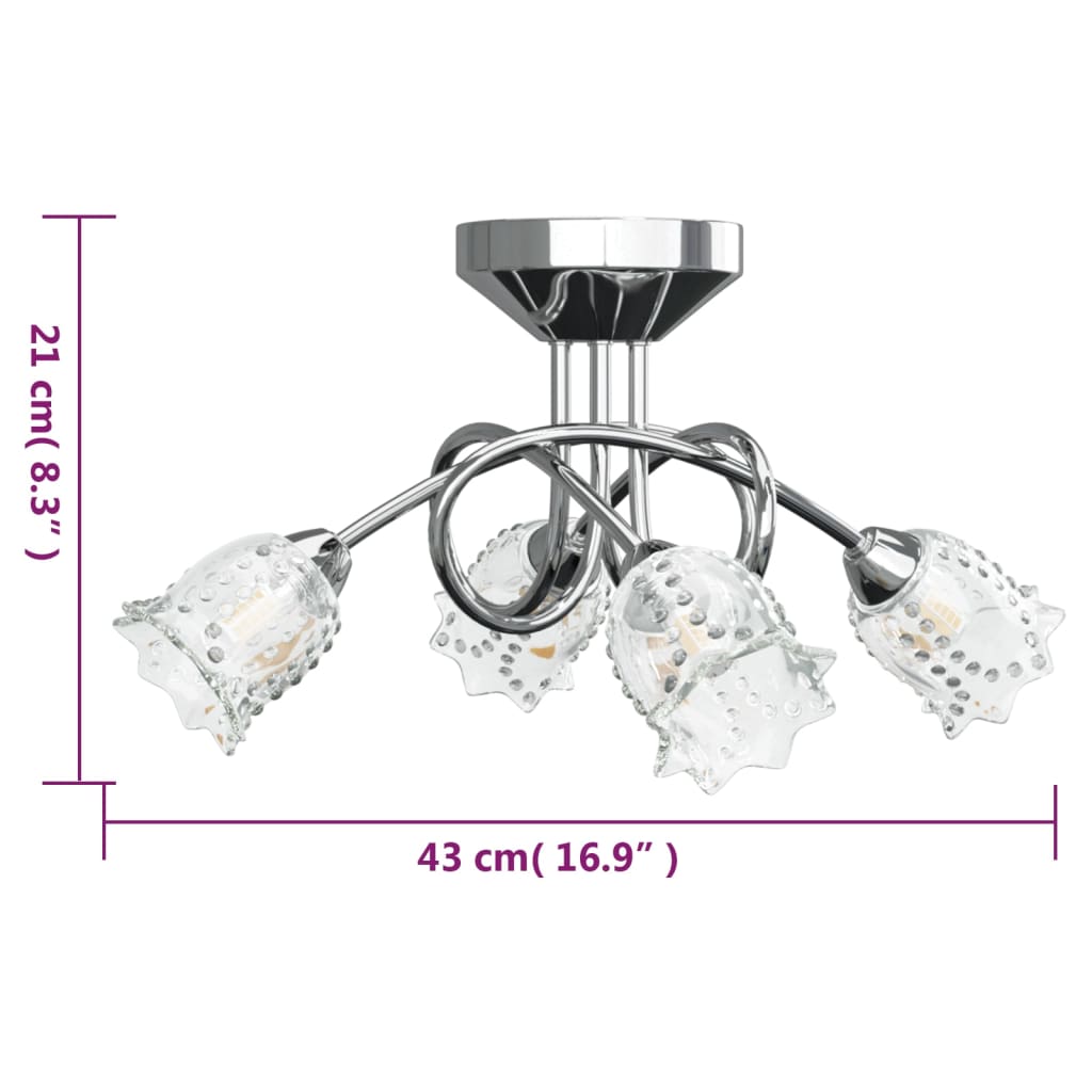 vidaXL Taklampe med blomsterskjermer i glass for 4 G9 LED-lys