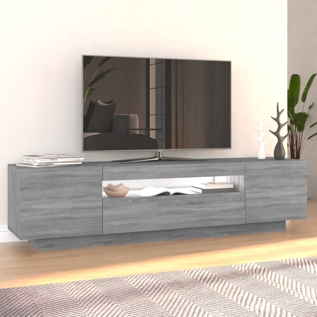 vidaXL TV-benk med LED-lys grå sonoma eik 160x35x40 cm