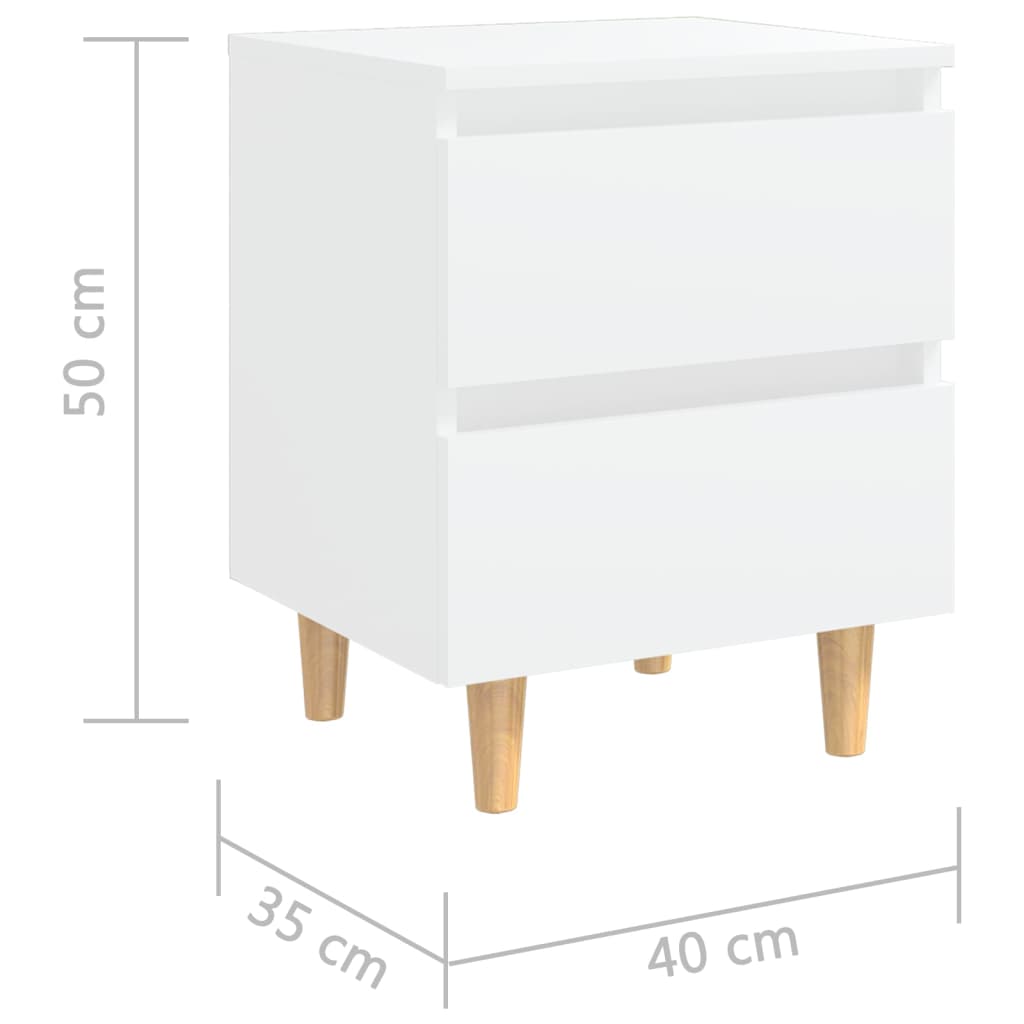 vidaXL Nattbord med heltre furuben 2 stk hvit 40x35x50 cm