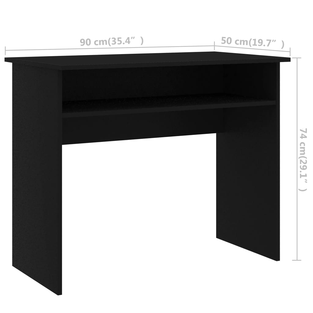 vidaXL Skrivebord svart 90x50x74 cm sponplate