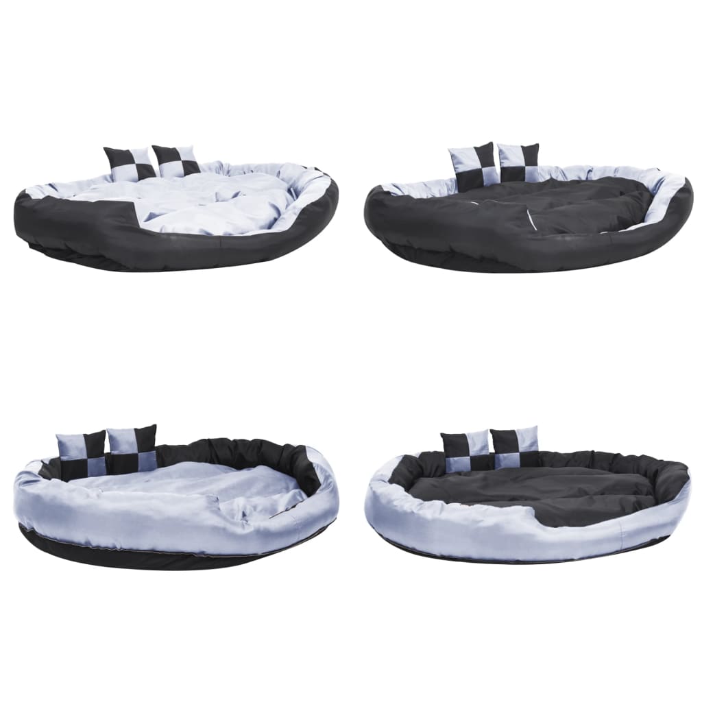 vidaXL Vendbar og vaskbar hundepute grå og svart 150x120x25 cm