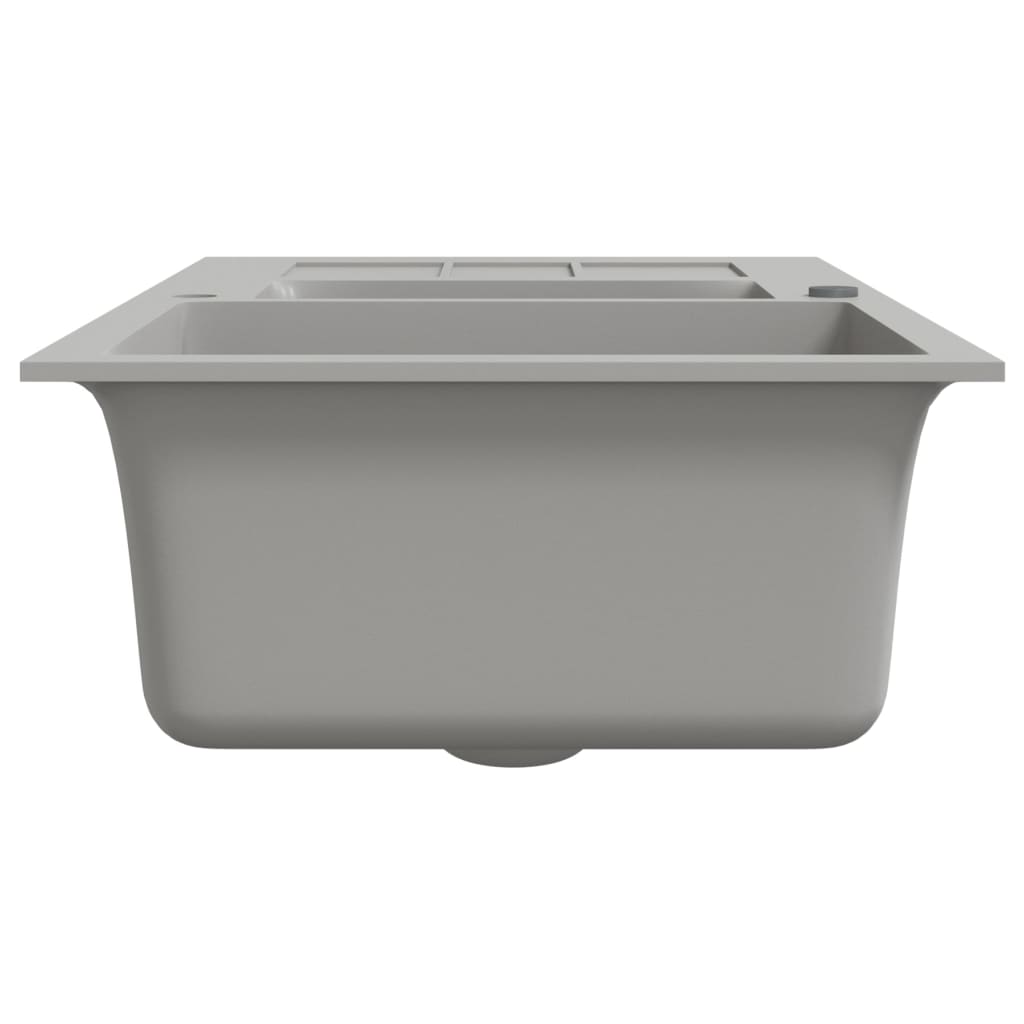 vidaXL Kjøkkenvask med dobbel kum grå granitt