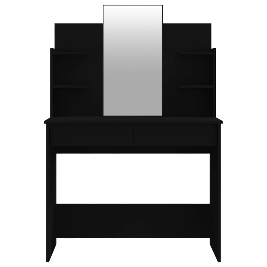 vidaXL Sminkebord med speil svart 96x40x142 cm