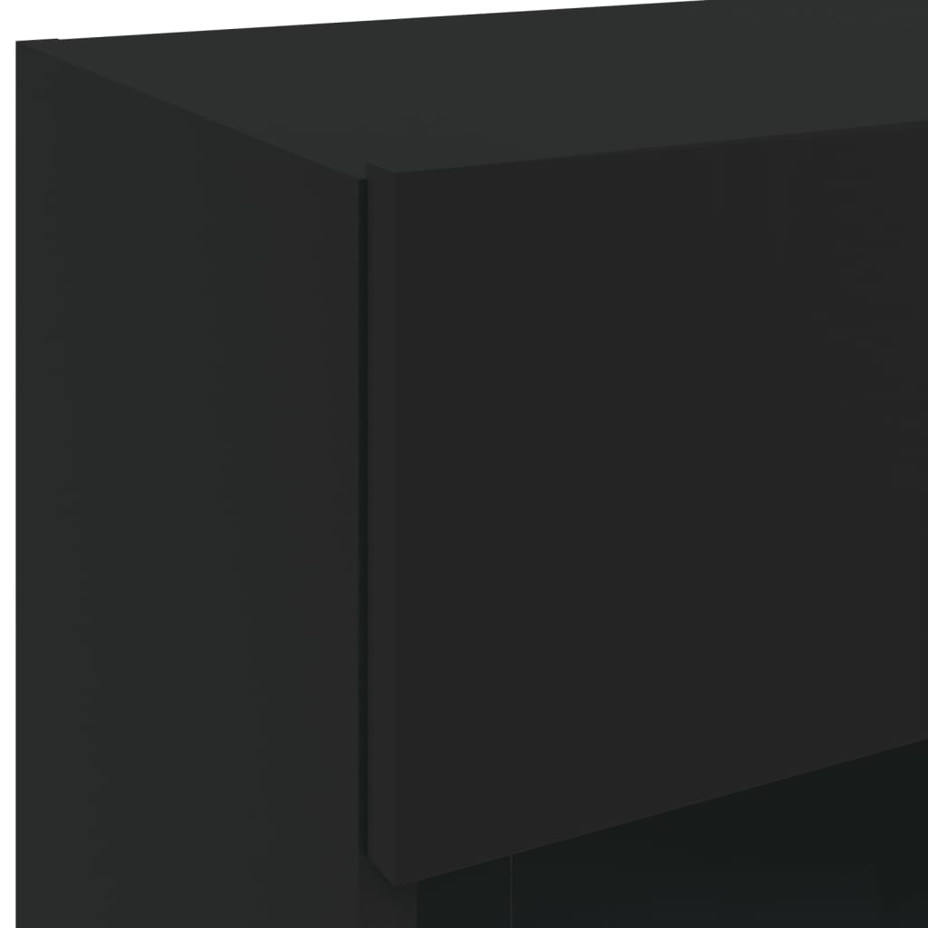 vidaXL Vegghengte TV-benker med LED 2 stk svart 40x30x60,5 cm
