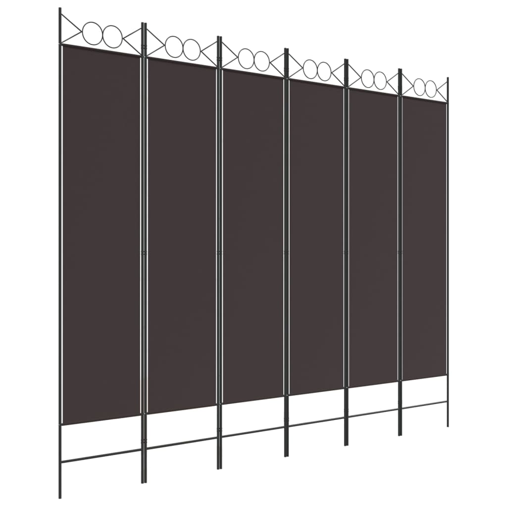 vidaXL Romdeler 6 paneler brun 240x200 cm stoff