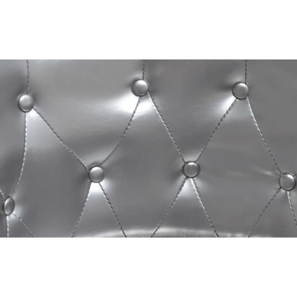 vidaXL Lenestol med skammel sølv kunstig skinn