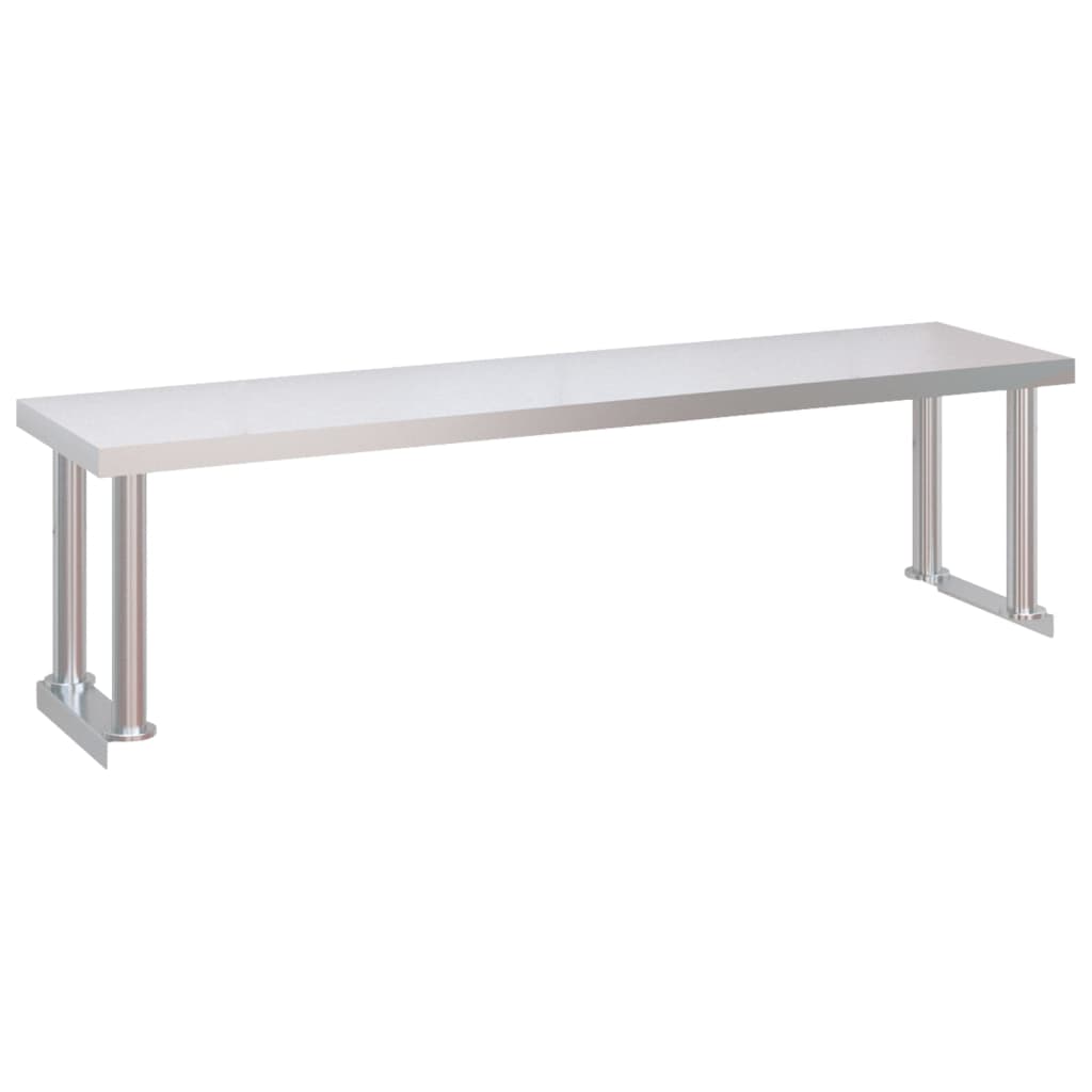 vidaXL Arbeidsbord for kjøkken overhylle 120x60x115 cm rustfritt stål