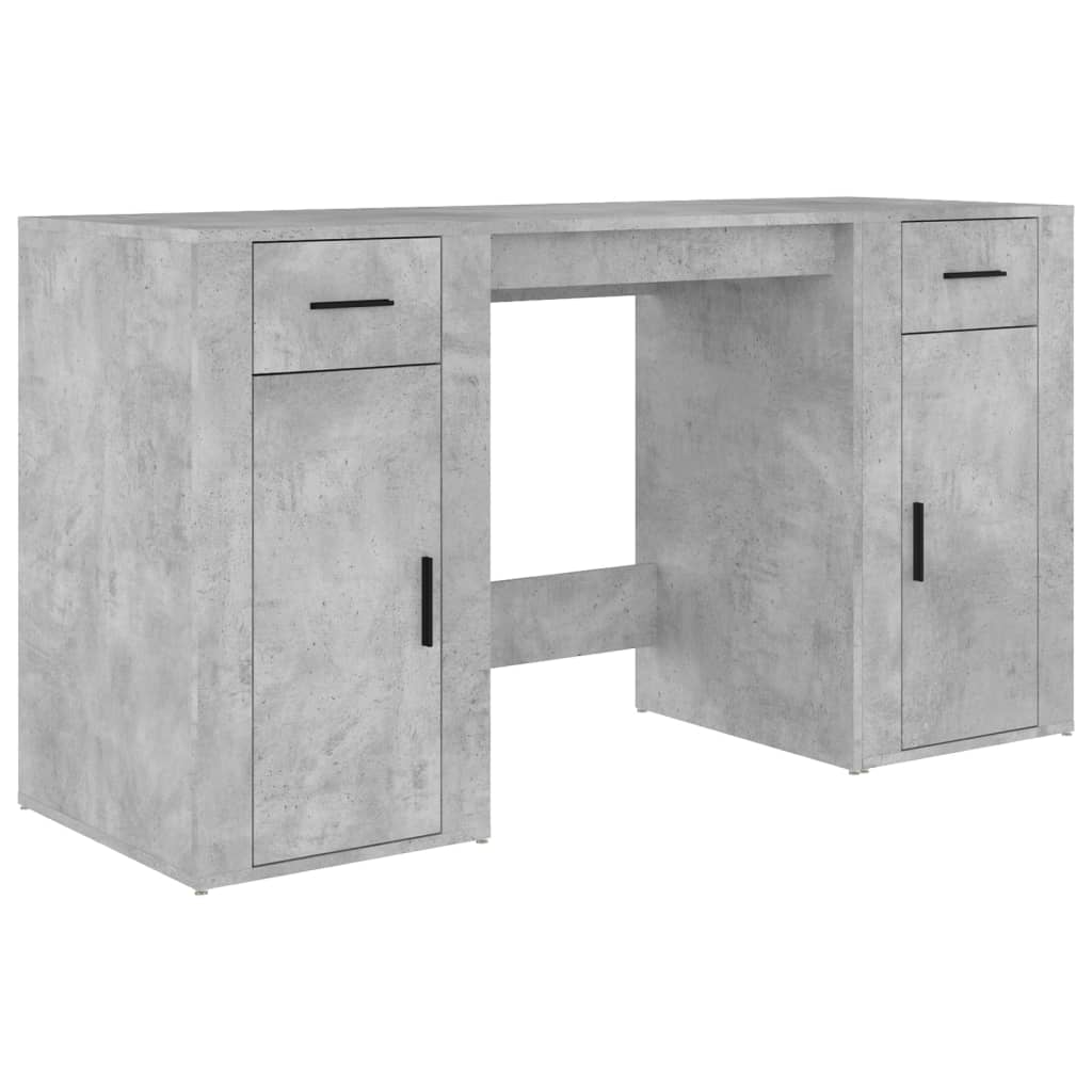 vidaXL Skrivebord med skap betong grå konstruert tre