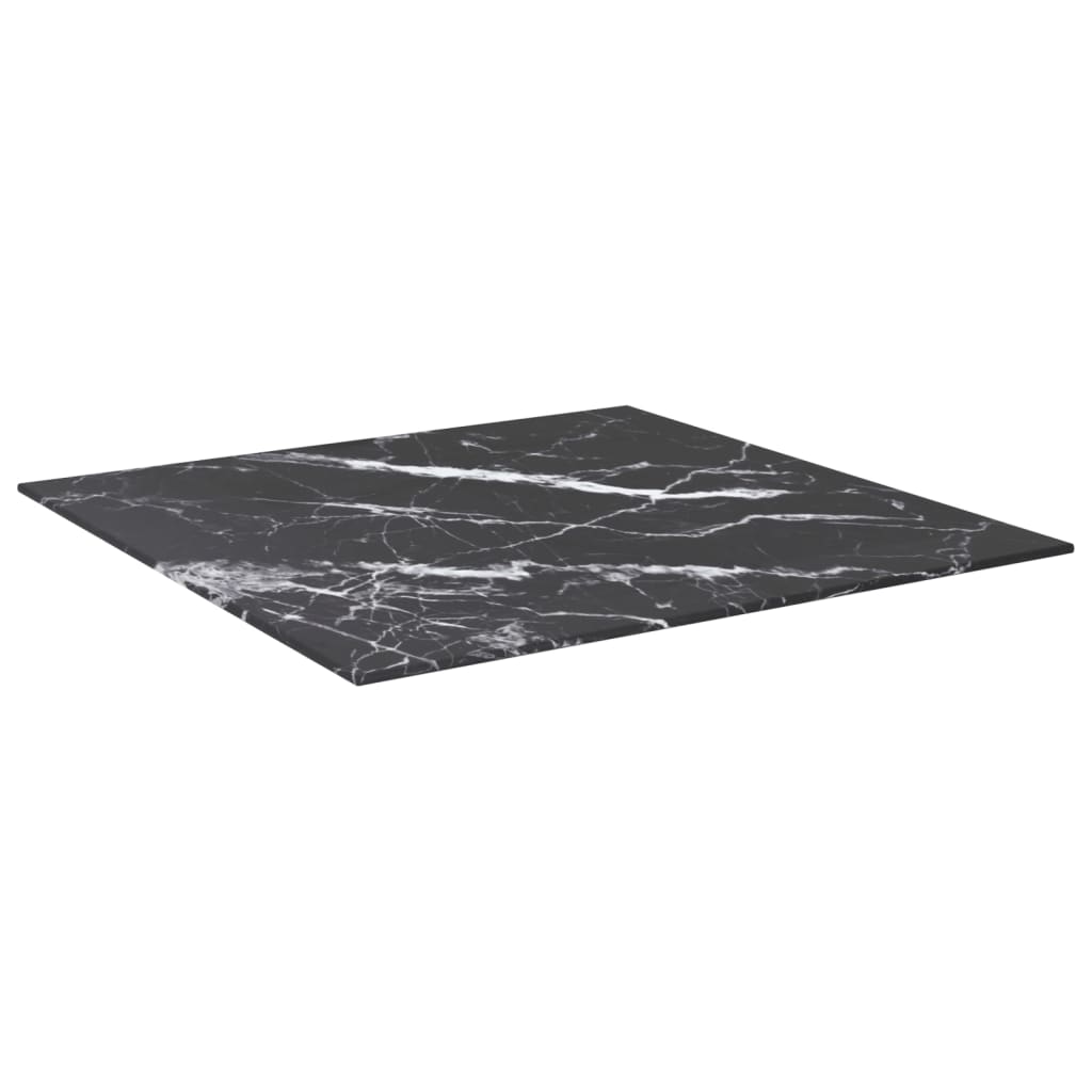 vidaXL Bordplate svart 60x60 cm 6 mm herdet glass med marmor design