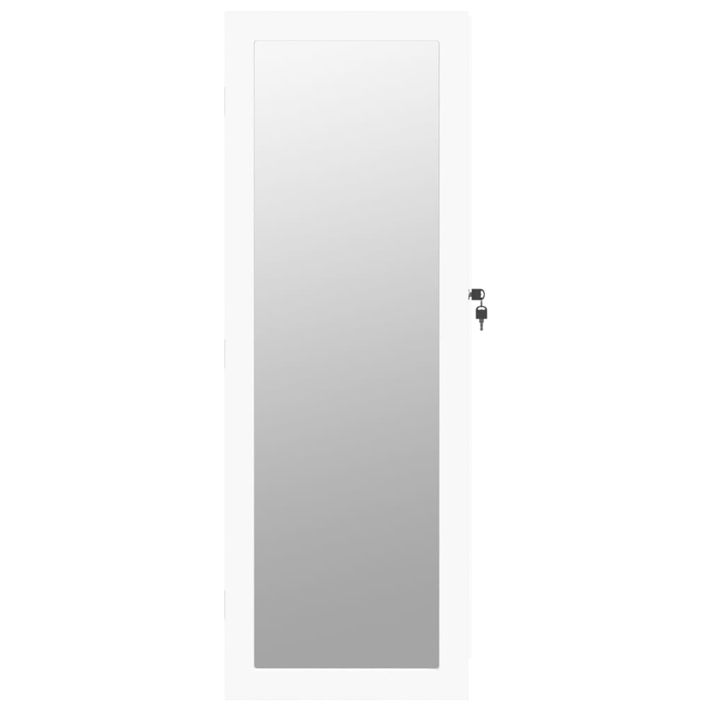 vidaXL Vegghengt smykkeskap med speil hvit 37,5x10x106 cm