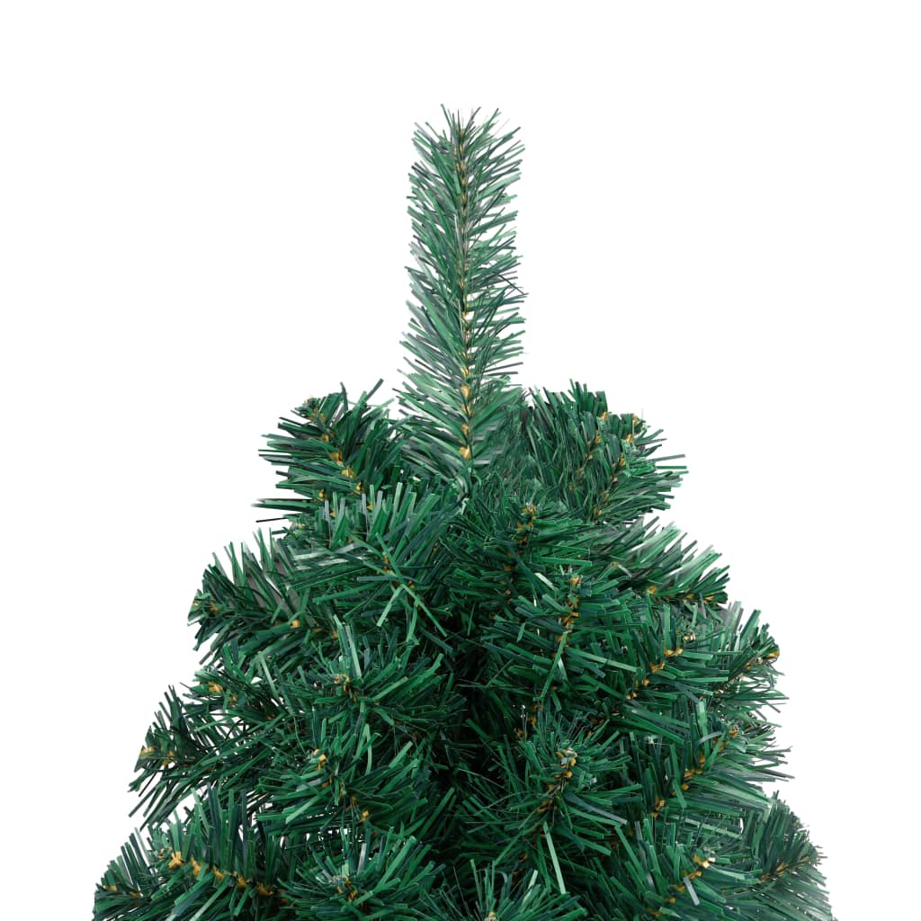 vidaXL Forhåndsbelyst kunstig halvt juletre med kulesett grønn 120 cm
