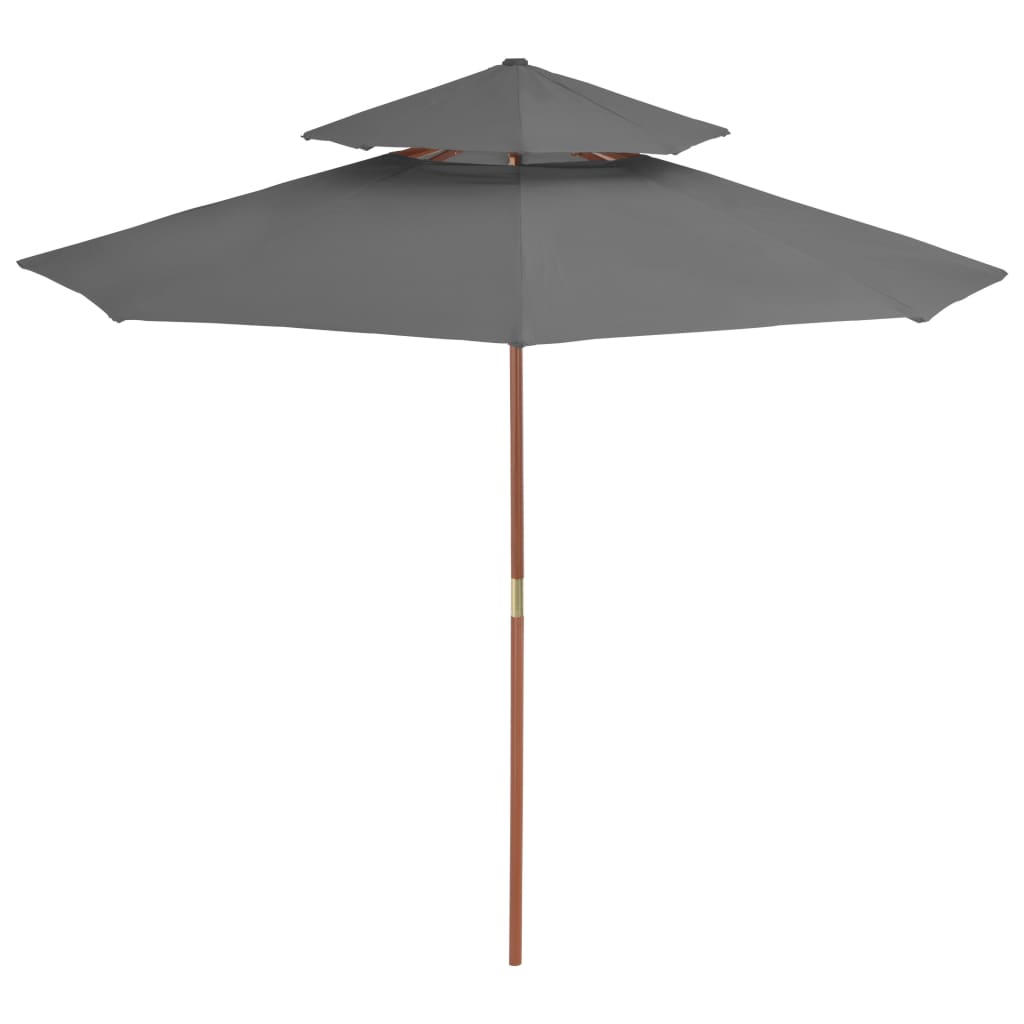 vidaXL Dobbel parasoll med trestang 270 cm antrasitt